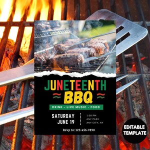 Juneteenth BBQ Invitation, Summer BBQ, Cookout, Backyard BBQ Party