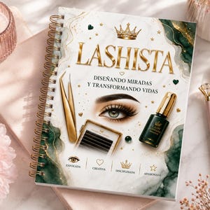 Lash Artist Journal Cover PNG, Lashista Notebook Cover, Beauty Planner Cover, Lash Tech Printable, Salon Binder Cover, PNG Design