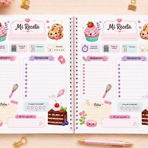 Dessert Recipe Book PNG Bundle, Kawaii Baking Journal Cover, Printable Recipe Notebook, Pastry Recipe Binder, Cute Cookbook Cover PNG imagen 3