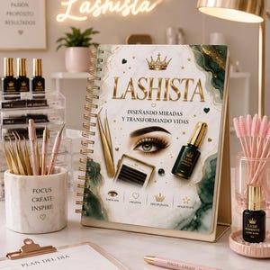 Lash Artist Journal Cover PNG, Lashista Notebook Cover, Beauty Planner Cover, Lash Tech Printable, Salon Binder Cover, PNG Design