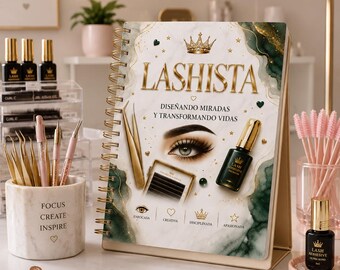 Lash Artist Journal Cover PNG, Lashista Notebook Cover, Beauty Planner Cover, Lash Tech Printable, Salon Binder Cover, PNG Design