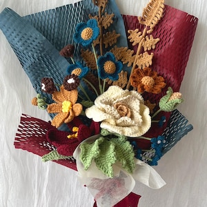 Autumn Festive Crochet Flower bouquet, Handmade Gift for Thanksgiving, Christmas, Fall, Party Holiday Decor