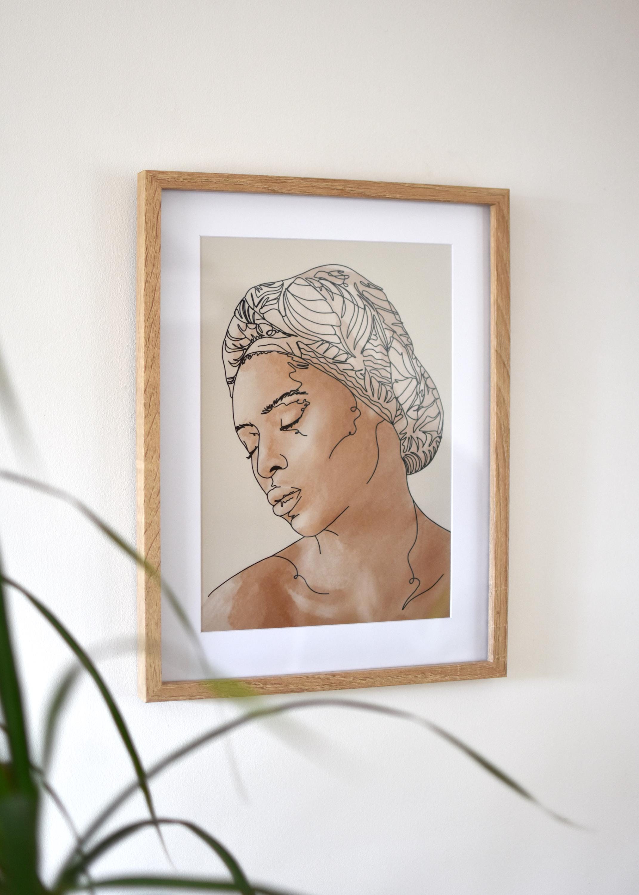 Rest Portrait Rest | Continuous Line Portrait A4 Art Print: Peaceful Woman ...