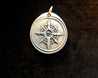 Stunning Silver Pirate Coin Sapphire Pendant