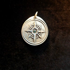 Stunning Silver Pirate Coin Sapphire Pendant image 1