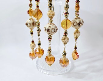 Crystal Bead Dangle Ornaments Set of 5