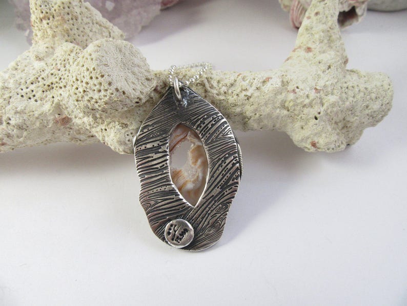 Silver Geode Slice Agate Pendant Sapphires Peridot With 20 inch 925 Sterling Silver Ball Chain
