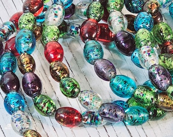 Ausgefallene Lampworked Glasperlen-Girlande, mehrfarbig, 2-Fuß-Boho-Dekor, handgefertigt, künstlerisch