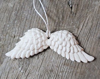 White Angel Wings Ornament Ceramic Handmade