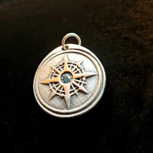 Stunning Silver Pirate Coin Sapphire Pendant image 2