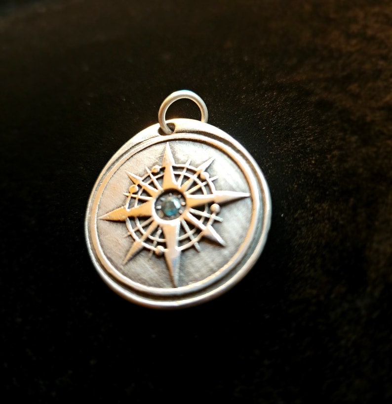 Stunning Silver Pirate Coin Sapphire Pendant image 2
