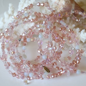 Pink Crystal Bead Garland, Assorted Lengths Available, Hand Made, Christmas Decorating, BG-579