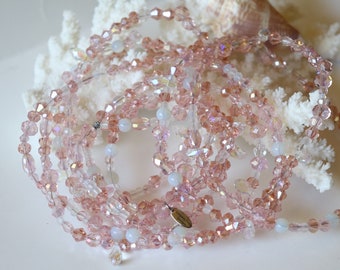 Pink Crystal Bead Garland, Assorted Lengths Available, Hand Made, Christmas Decorating, BG-579