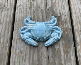 Little Blue Crab Ceramic Handmade Mosaic Tile
