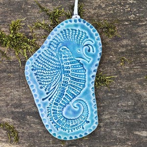 Seahorse Decorative Wall Tile Plaque Coastal Home Decor