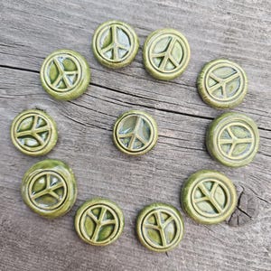 Peace Symbol: Mosaic Tiles, Set of 11, Round, Green