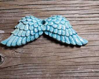 Angel Wings Ceramic Ornament With Hole For Hanging