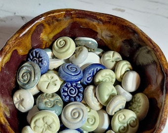Dragonfly Spiral Tiny Ceramic Tile Puddles 1/2 Inch 24 Pc Set
