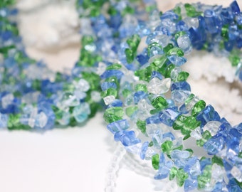 Beach Glass Style  Chip Bead Garlands, Coastal Christmas Tree , Assorted Lengths Available, Hand Made, BGF279