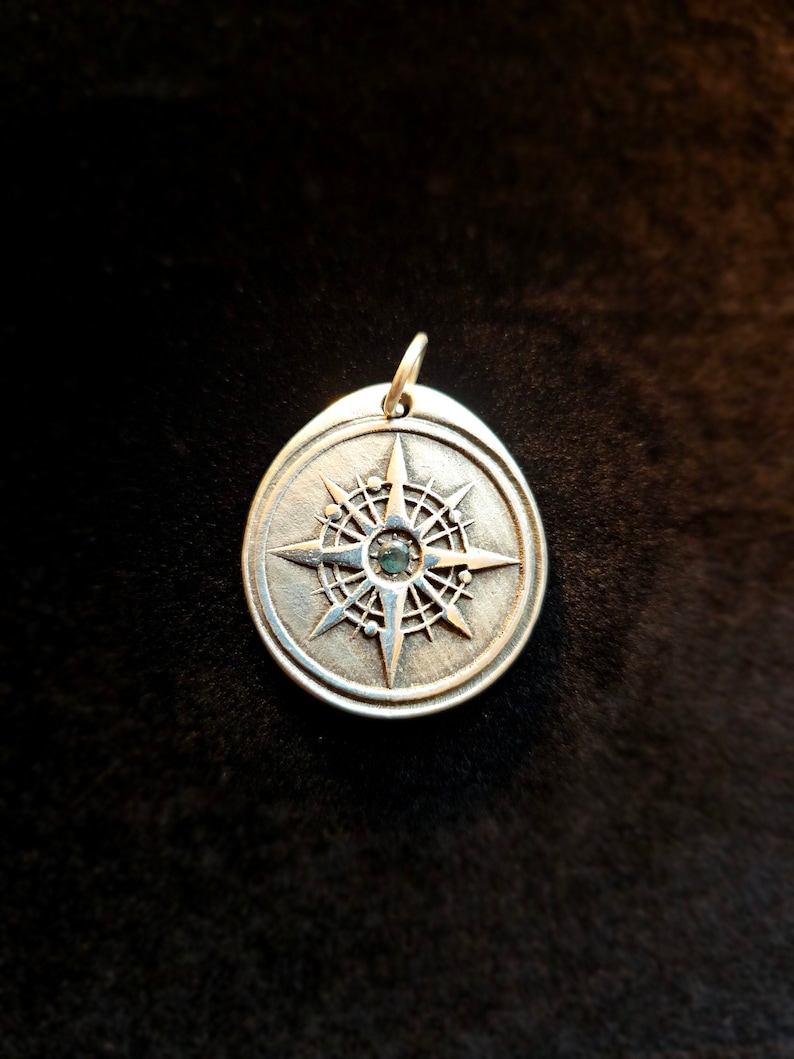 Stunning Silver Pirate Coin Sapphire Pendant image 1