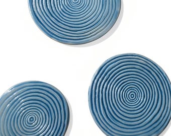 Circles  Round Tile Set, Caribbean Blue, 3 Pieces
