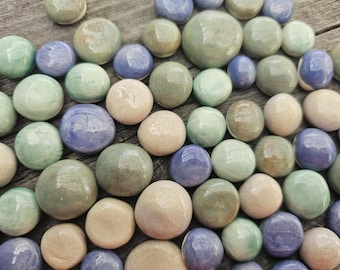 Handmade Ceramic Dots, Assorted Colors, Assorted Sizes, Mosaic Components, Accent Tiles, 24 Pieces