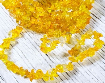 Lemon Drop Yellow Glass Chip Bead Garland Assorted Lengths Handmade BG357