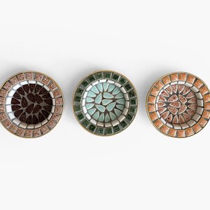 Mosaic Tile Coasters/Ashtrays/Trinket Dishes Set of 3 Mid-Century Modern image 1