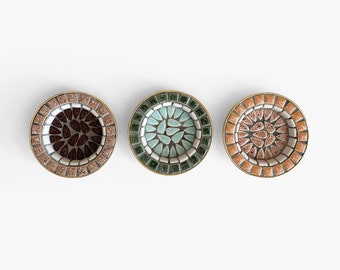 Mosaic Tile Coasters/Ashtrays/Trinket Dishes Set of 3 Mid-Century Modern