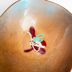 Tiny Enamel Copper Trinket Bowl Mid-Century Modern Handmade Abstract Design image 3