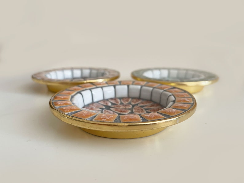 Mosaic Tile Coasters/Ashtrays/Trinket Dishes Set of 3 Mid-Century Modern image 2