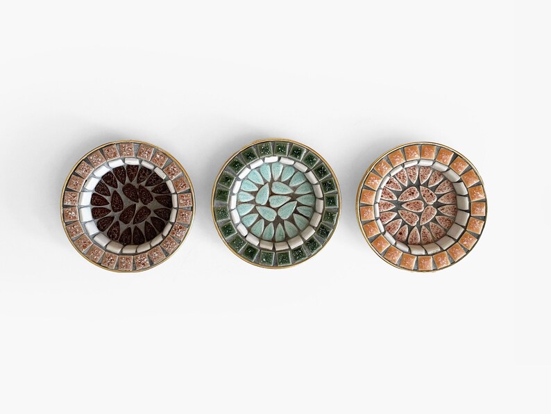 Mosaic Tile Coasters/Ashtrays/Trinket Dishes Set of 3 Mid-Century Modern image 1