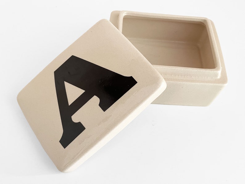 Initial A Ceramic Trinket/Jewelry Box With Lid by Aldon Made In Japan image 3