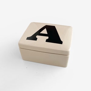 Initial A Ceramic Trinket/Jewelry Box With Lid by Aldon Made In Japan image 2