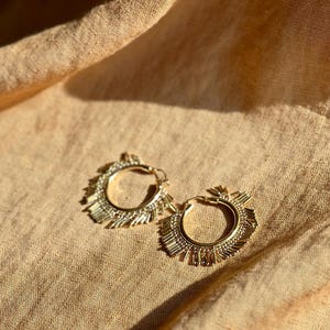 Gold Plated Fringe Hoop Earrings - Tassel Earrings for Her