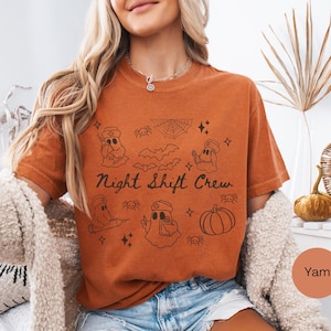 Comfort Colors® Night Shift Crew T Shirt, Night Shift Crew Halloween Shirt, fall Night Shift Crew shirt, nurse crew sweatshirt, nurse gift