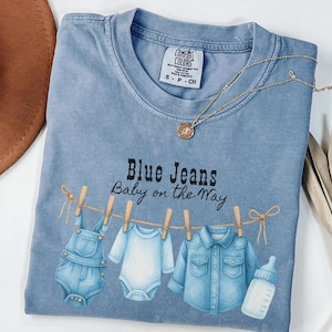 Blue Jean Baby Shower shirt, Boy Baby Shower shirt, Denim Diamond Blue Jeans Baby on the Way,  Oh Boy Baby Shower shirt,Blue Bow Baby Shower