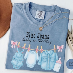 Blue Jean Girl Shower shirt, Girl Baby Shower shirt,Denim Diamond Blue Jeans Baby on the Way, Oh Baby Girl Shower shirt,Blue Bow Baby Shower