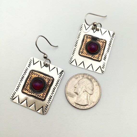 Sterling Silver COMSTOCK Rectangle Hook Earrings … - image 8