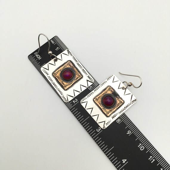 Sterling Silver COMSTOCK Rectangle Hook Earrings … - image 3