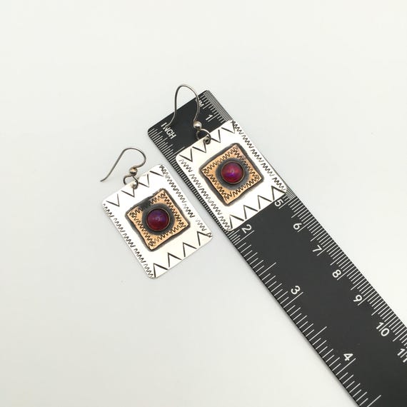 Sterling Silver COMSTOCK Rectangle Hook Earrings … - image 4