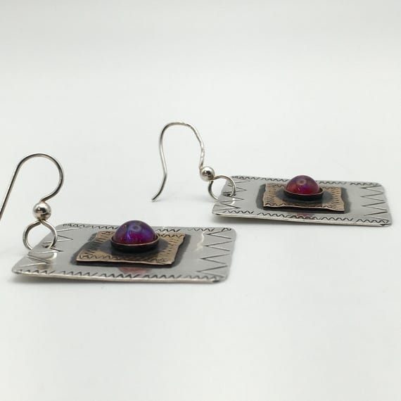 Sterling Silver COMSTOCK Rectangle Hook Earrings … - image 5