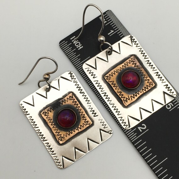 Sterling Silver COMSTOCK Rectangle Hook Earrings … - image 2