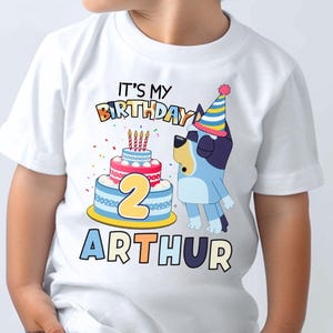 Personalized Blue Birthday Boy Shirt Custom Blue Birthday Boy Shirt Blue Dog Birthday Tshirt Blue Dog Birthday Party Shirt Birthday Outfit