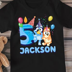 Personalized Blue Birthday Boy Shirt Custom Blue Birthday Boy Shirt Blue Dog Birthday Tshirt Blue Dog Birthday Party Shirt Birthday Outfit