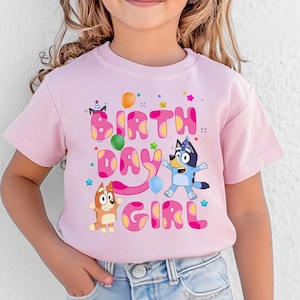Blue Dog Birthday Girl Shirt, Family Matching Tee