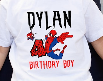 Personalized Spidey Birthday Shirt, Superhero Party Tee
