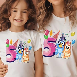 Personalized Blue Birthday Girl Shirt Custom Blue Birthday Girl Shirt Blue Dog Birthday Tshirt Blue Dog Birthday Party Shirt Birthday Outfit
