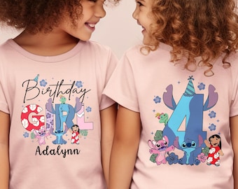 Custom Stitch Birthday Girl Shirt, Stitch and Lilo Birthday Girl Tee, Personalized Birthday Tee, Stitch and Lilo Party, Stitch Toddler Gift