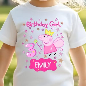 Pig Birthday Shirt, Custom Pink Pig Birthday Shirt, Piglet Family Tees, Pepa Birthday Party Shirt, Personalized Toddler Birthday Girl Outfit